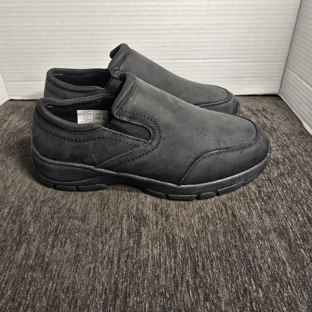 LANDS END Womens Loafer Black Suede Leather Upper Slip On Comfort Size 7.5D